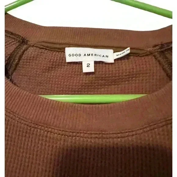 Good American Women's Knit Sweater Rust Red Short Sleeve Crew Neck Size 2 - Picture 5 of 7